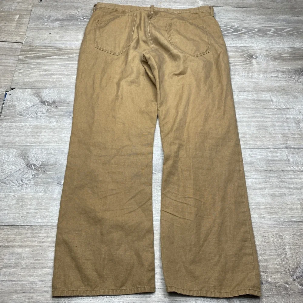 Banana Republic Pants Mens 35x30 Brown Cotton Linen Straight Fit Casual Summer